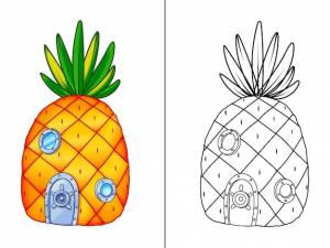 Livro de colorir em casa de abacaxi