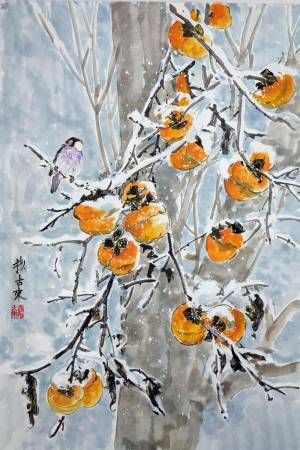 Картина Хурма в снегу Николай Мишуков