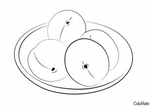 Раскраска Абрикосы на тарелке