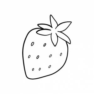 Клубника, спелые ягоды, пищевое растение, каракули, линейная мультяшная раскраска