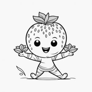 Клубника мультфильм векторная иллюстрация природа концепция изолированный премиум талисман фрукт раскраски