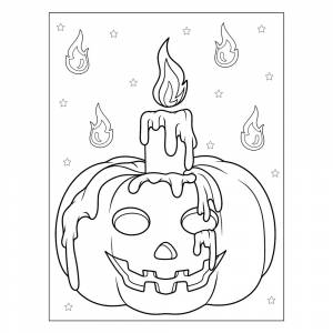 Раскраска Тыква со свечкой на Хэллоуин