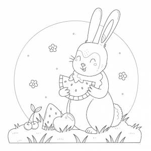 Милый кролик с фруктами ест арбуз раскраски кролик ест детскую раскраску