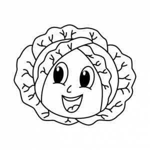 Симпатичная капуста мультфильм раскраски страницы вектор иллюстрации для детей книжка-раскраска