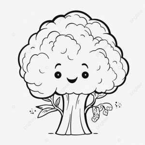 рисунок милая страница раскраски цветной капусты с улыбающимся рисунком контура дерева вектор PNG , цветочный рисунок, рисунок дерева, рисунок крыла PNG картинки и пнг рисунок для й загрузки