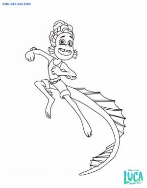 Раскраска Морское чудовище Альберто от Луки