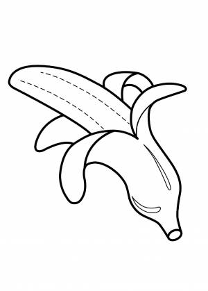 Раскраски банан, Раскраска Очищенный банан Фрукты