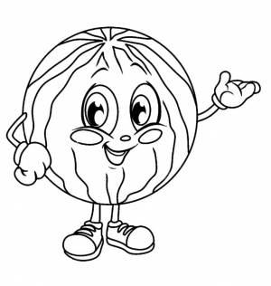 Раскраска Милый арбуз с глазами