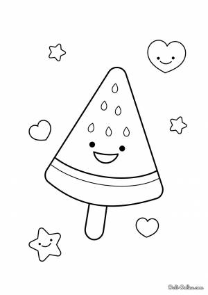 Раскраска Фруктовое мороженое арбуз