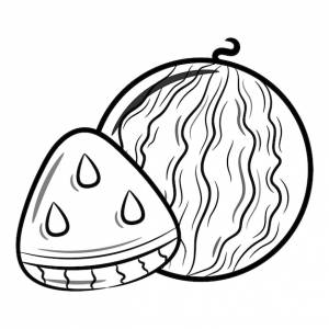 Арбуз милый рисунок для школьной карточки эскиз для раскраски