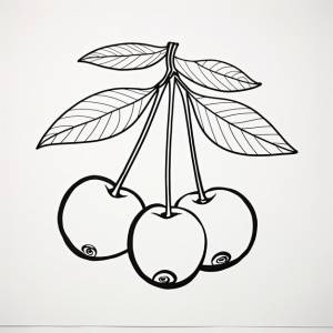 Черно-белая раскраска вишни