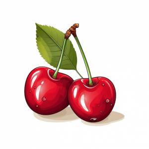 Ручной рисунок вишни изолированный белый фон