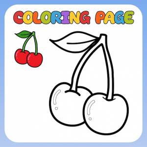 Раскраска для детей изображение вишни детская векторная иллюстрация
