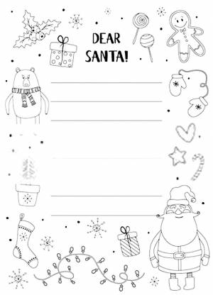 Раскраска письмо Деду Морозу от ребенка