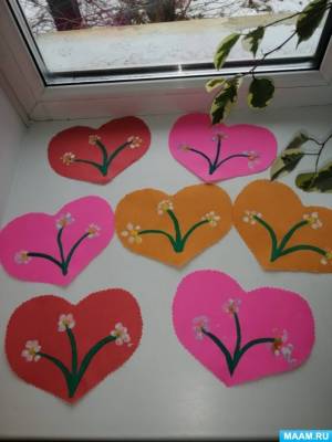 Конспект занятия по рисованию с использованием нетрадиционной техники в первой младшей группе «Подарок маме на День матери»