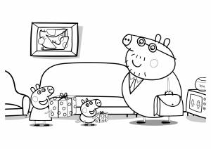 Раскраска «День рождения Папы Свина»