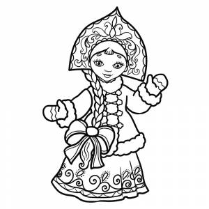 Раскраска Снегурочка с кокошником