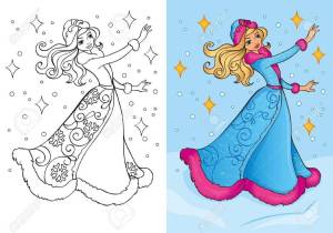 Снегурочка цветная раскраска