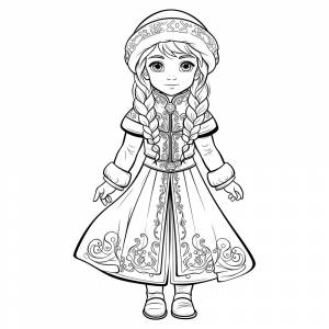 Раскраска Снегурочка в тёплой шубке