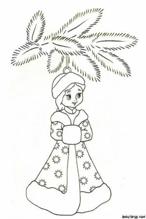 Раскраска Снегурочка на елке