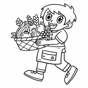 День земли ребенка неся урожай изолированные раскраски