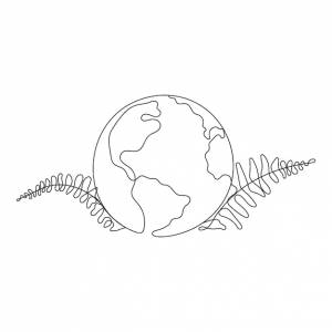 Планета земля рисование одной линии день земли концепция экологии ручной рисунок векторной иллюстрации