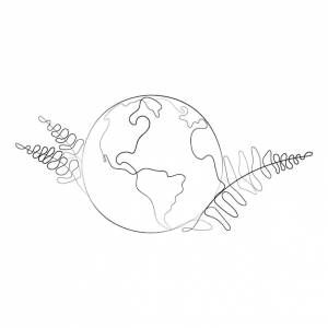 Планета земля одна линия искусства день земли концепция экологии ручная рисованная векторная иллюстрация