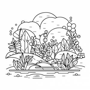 Эскиз ручной рисунок одной линии искусства раскраски страницы день природы