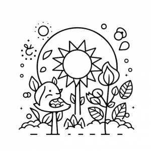 Эскиз ручной рисунок одной линии искусства раскраски страницы день природы