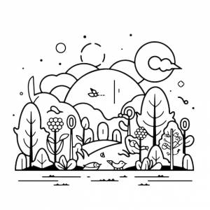 Эскиз ручной рисунок одной линии искусства раскраски страницы день природы