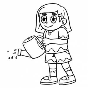 День земли девушка полива растений изолированные раскраски