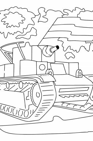 Раскраска 23 февраля Танк и Салют ♥ Онлайн и !