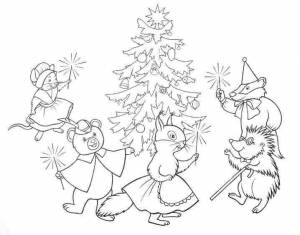 Раскраски карнавал, Раскраска Новогодний карнавал животных новый год