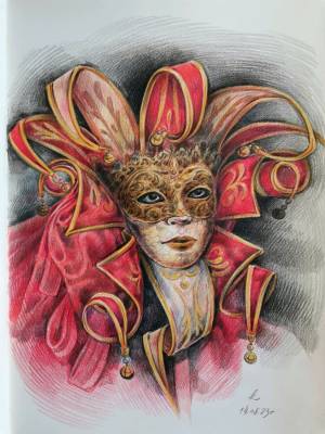 Рисунок Венецианская маска в интернет-магазине Ярмарка Мастеров по цене 3000 ₽