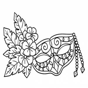 Маска марди гра изолированная страница раскраски для детей