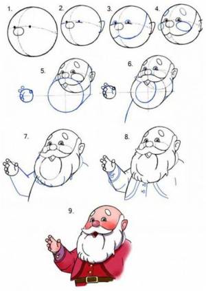 Как нарисовать Деда Мороза карандашом