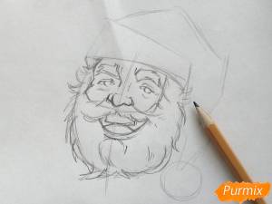 Как нарисовать лицо Деда Мороза поэтапно 9 уроков