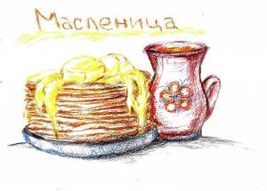 Масленица рисунок карандашом