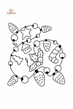 Colorful New Year Garland Coloring Page