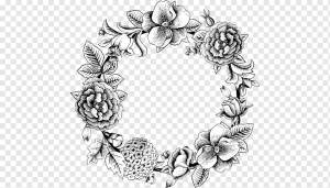 Цветочный венок Рисунок Гирлянда Роза, цветок, еда, декор, монохромный png