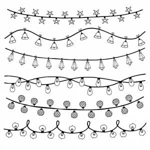 Новогодние гирлянды рисунок раскраска