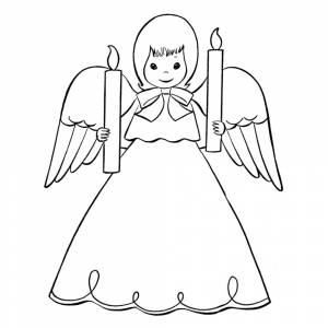 Раскраска Рождественский ангел со свечками