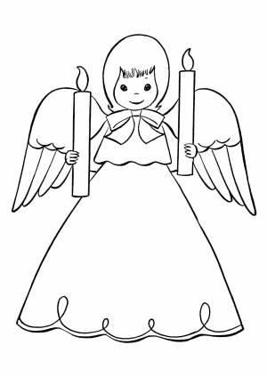 Раскраска Рождественский ангел со свечками