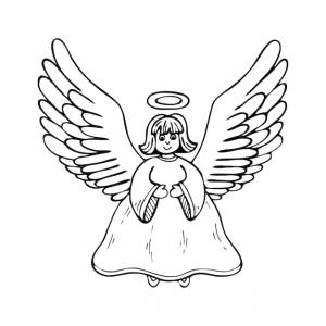 Книжка-раскраска рождественский ангел расправил крылья милый мультяшный персонаж рисованная линия искусства черно-белая иллюстрация раскраска для детей и взрослых