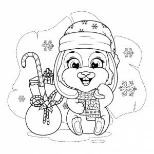 Раскраска рождество и новый год с милым кроликом