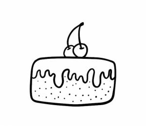 Торт с глазурью пасхальный кулич пасхальный десерт с вишневыми ягодами каракули линейная мультяшная раскраска