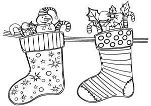 Раскраска «Рождественские носки со сладостями»
