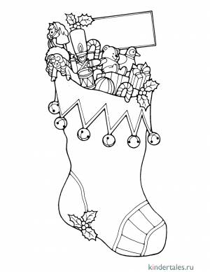 Рождественский носок с бубенцами» раскраска для детей