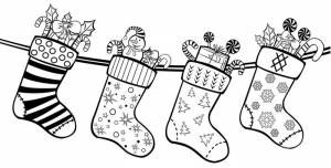 Рисунки новогодних носков для подарков