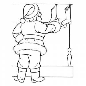 Раскраска Дедушка Мороз и рождественские носки